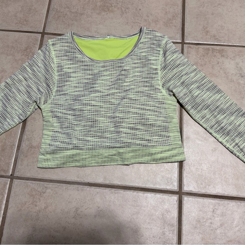 Lululemon Athletica Lime Green and Gray Crop Top